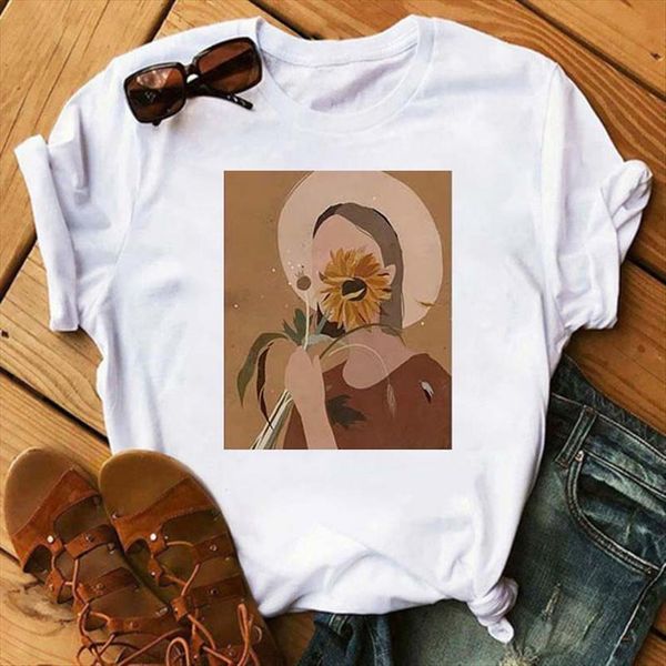 

fashion abstract art print 90s women cartoon graphic harajuku tee casual short sleeve female, White