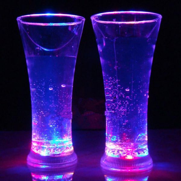 

colorful glowing heart shape cup flash water luminous for induction light beer bottle cool drink wine glasses