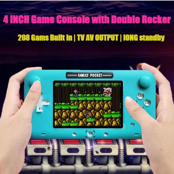 

dt-52 mini handheld game console player 4 inch color screen for kids adults portable classic controller built-in 208 players