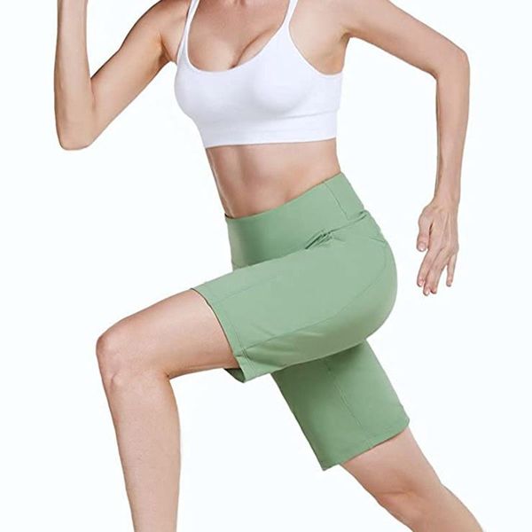 

yoga outfit women high elasticity casual pockets train running shorts gym seamless pants activewear