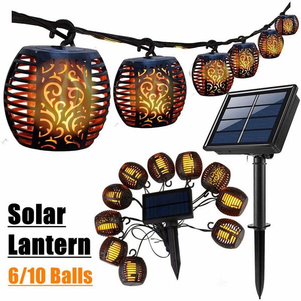 

lawn lamps outdoor solar lanterns garden led string lights waterproof hanging lantern decoration patio flickering flame