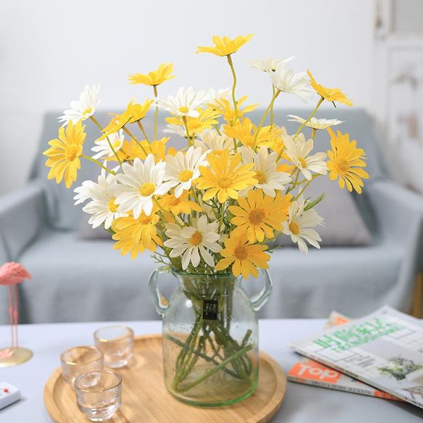 

decorative flowers & wreaths 5 heads simulation little daisy yellow holland chrysanthemum for wedding home pography decoration props fake fl