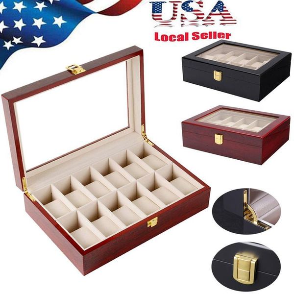 

storage boxes & bins black matte 10 grids pu leather watch box case jewelry display organizer luxury wrist holder