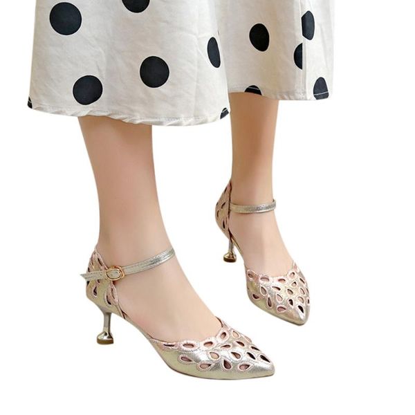 

sagace women sandals 2021 summer ladies pointed hollow stiletto heels delicate and elegant commuter females shoes, Black