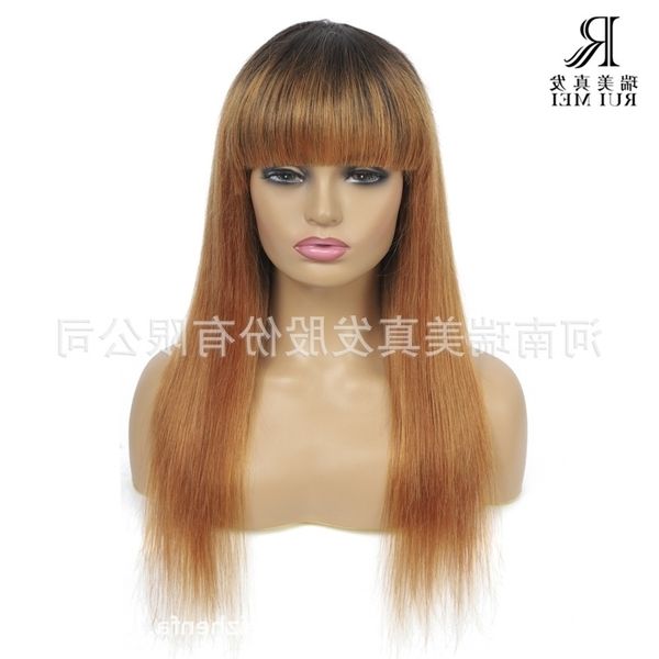 

women's xuchang new splicing full mechanism human headgear real hair, Black