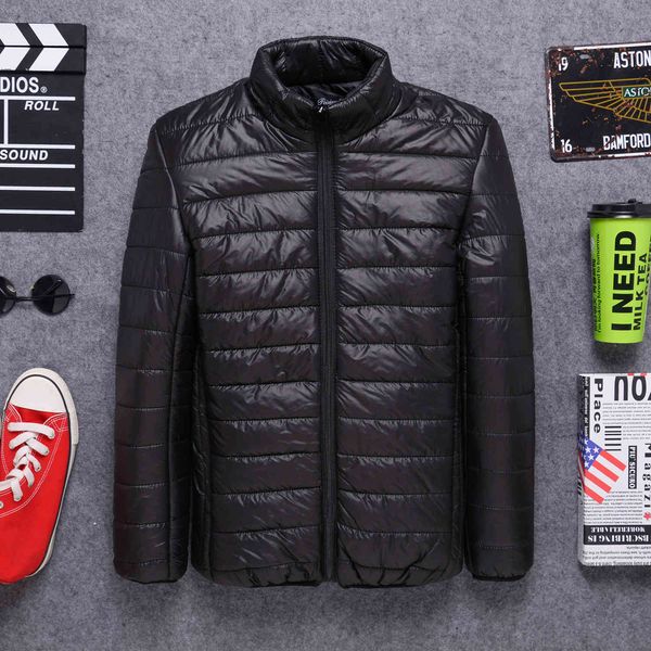 

men's jackets 2021 autumn and winter st collar short size cotton padded jacket light middle-aged young slim casual coat f88 sz2r, Black;brown