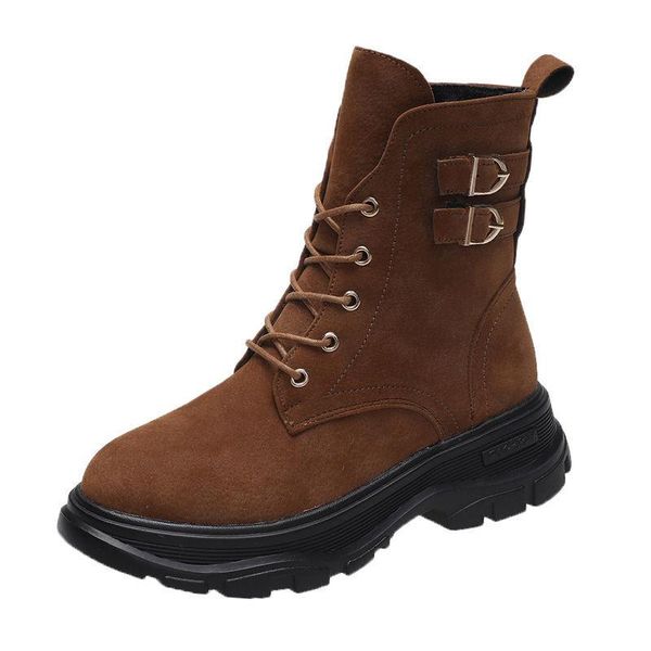 

dress shoes boots female ins casual joker short tube student cotton single fall/winter british style show thin legs., Black