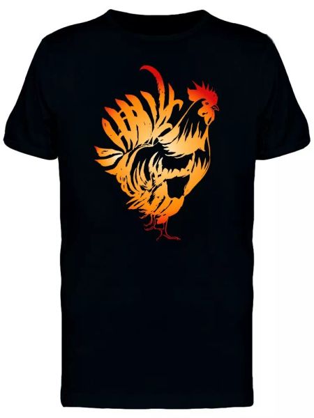

red fire rooster gradient tee men's -image by shutterstock, White;black