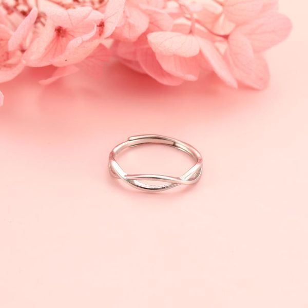 

cluster rings s925 silver bracelet female plain twisted ring opening for women luxury resizable jewerly, Golden;silver