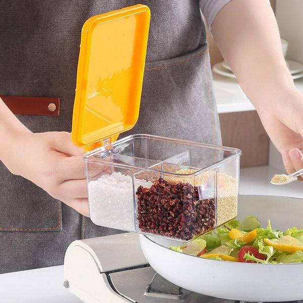 

storage bottles & jars 4 grids spice organizer kitchen seasoning box pepper salt sugar set home accessories