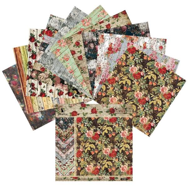 

other arts and crafts 24pcs/set flower scrapbooking paper art background handmade diy craft retro diary material for card making