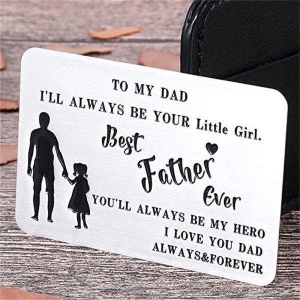

keychains engraved wallet insert card,dad i will always be your little girl, father ever love you, father's day gift diy wholesale, Silver