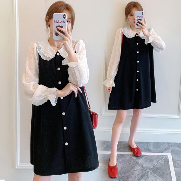 

maternity dresses pregnant women installed early autumn style mid-length korean-style dress fashion mom hipster, White