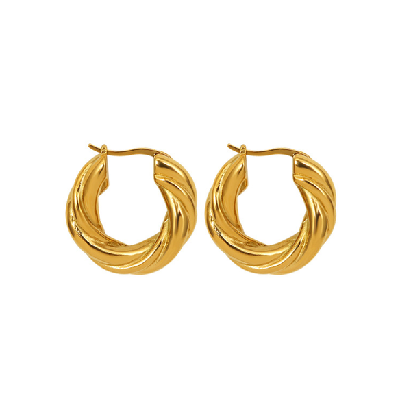 

hoop & huggie arrival special-shaped hand-made circular twisted earrings titanium steel goldcolor women fashion earring brand jewelry, Golden;silver