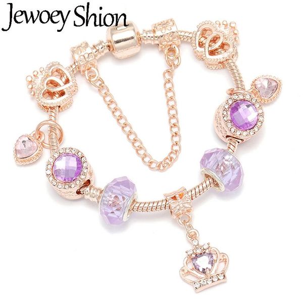 

arrival purple crown beads charms bracelets for women bracelet handmade romantic exquisite jewelry gift charm, Golden;silver