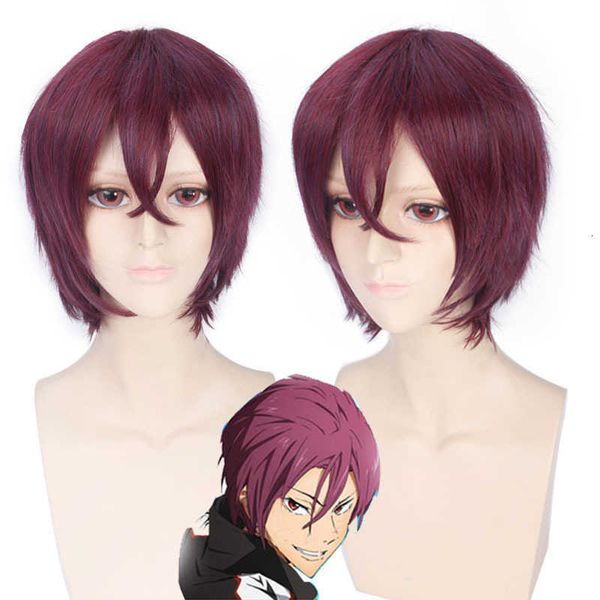 

lord santa men's swimming department matsuoka lin cosplay animation wig, Black