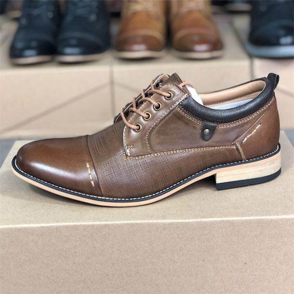 

genuine leather dress shoes men brogues oxfords business shoe designer loafer classic lace up office party trainers with box 008, Black