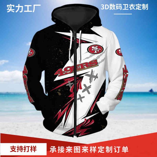 

custom sportswear las vegas menswear 3d printed heat transfer digital zipper hoodie, Black