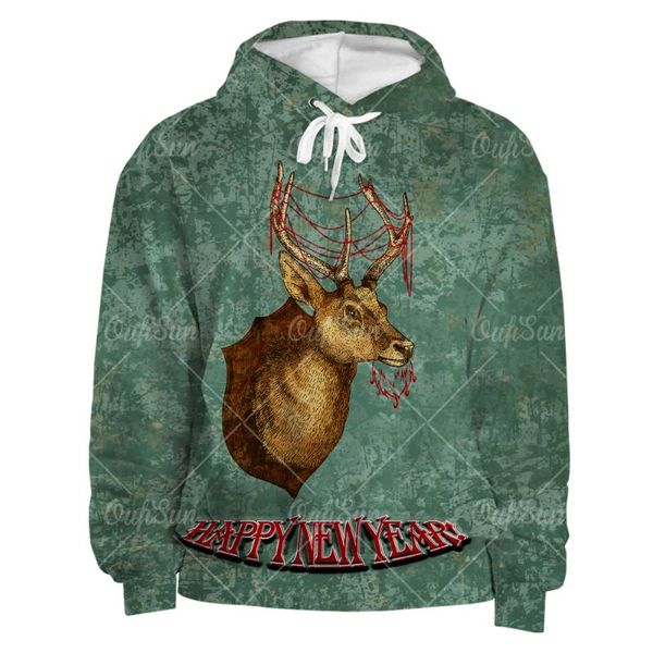 

men's hoodies & sweatshirts christmas reindeer 3d printed oversized hoodie men spring and autumn street trend sweatshirt fashion cartoo, Black