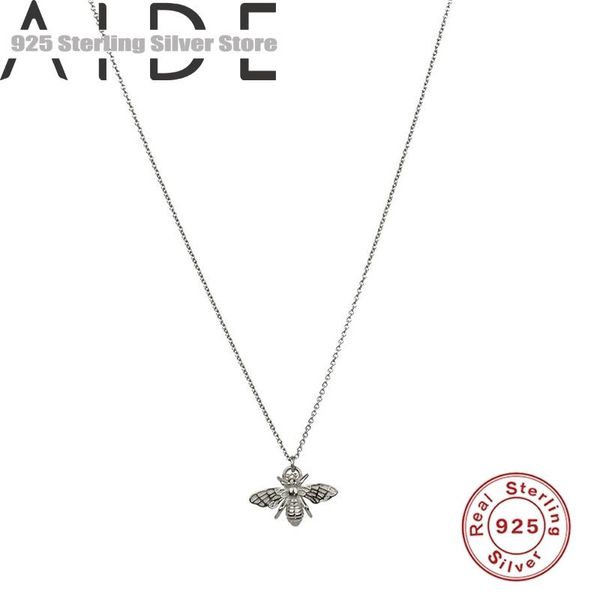 

aide ins insect bee animal pendants necklace 925 sterling silver round choker clavicle chain for women fine collares chains