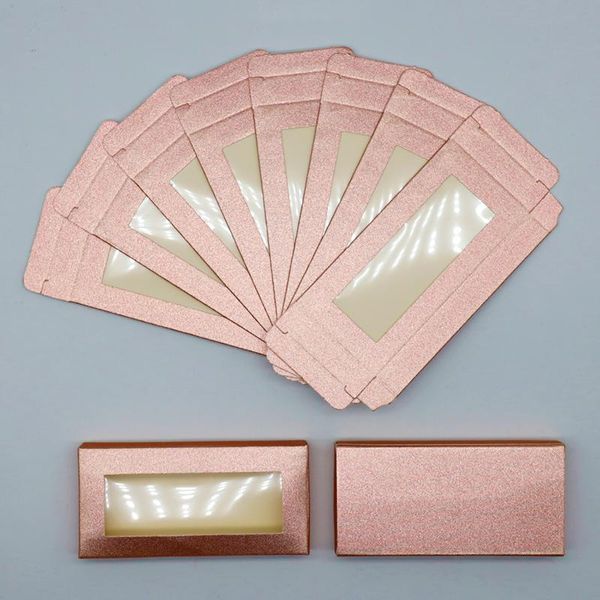 

wholesale pink paper eyelash packaging box lash boxes custom logo for 10mm-25mm mink eyelashes case bulk false