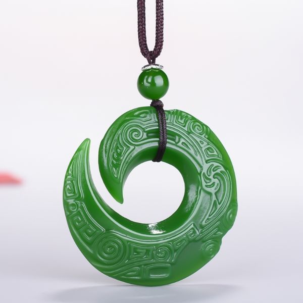 

fashion green jade dragon jade pendant necklace jewellery chinese hand-carved relax healing women man luck gift rope, Silver