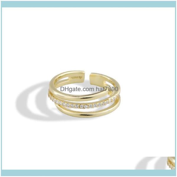

solitaire rings jewelryng s925 sier end zircon inlaid net red simple elegant temperament ring female drop delivery 2021 9avep, Golden;silver