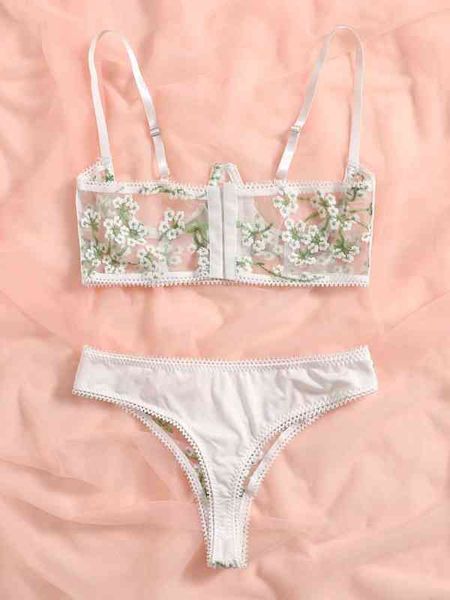 

mesh perspective bagged seductive lingerie two-piece set 211203, Black;white