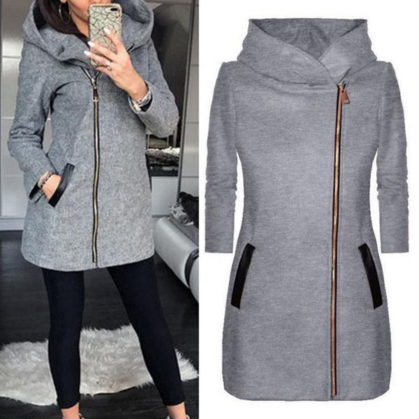 

women's jackets 2021 spring jacket women high collar hooded zipper long sleeve coats slim outwear coat casual hoodie, Black;brown