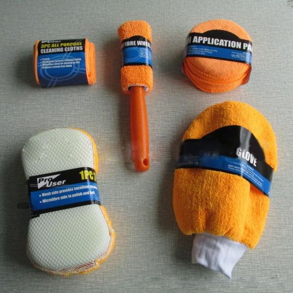 

car sponge microfiber cleaning tools for wash set of gloves, towels, application pads, kit, wheel brush