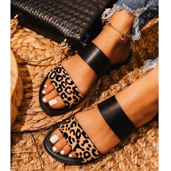 

slippers summer print women's flat sandals simple outdoor casual shoes fashion open toe beach plus size, Black