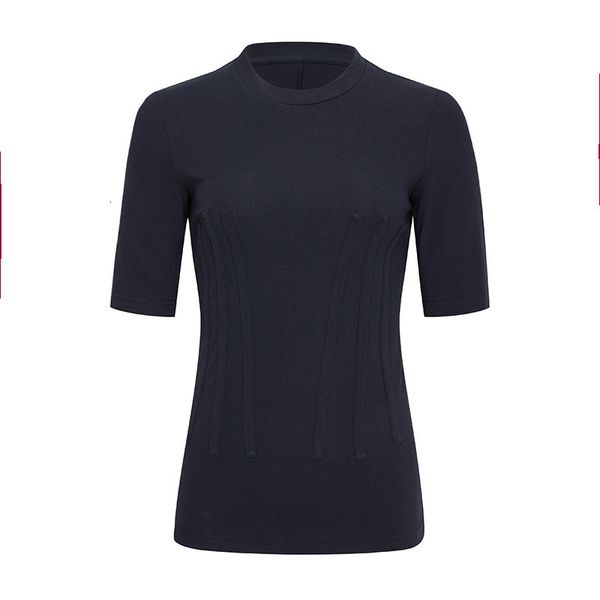 

dresses spring / casual summer 2021 women's fishbone line compression waist short sleeve round neck t-shirt top, Black;gray