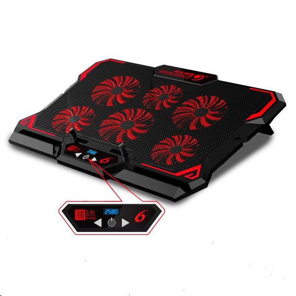 

inch gaming lapcooler 6 fans led screen 2 usb port 2600rpm cooling pad notebook stand for pads