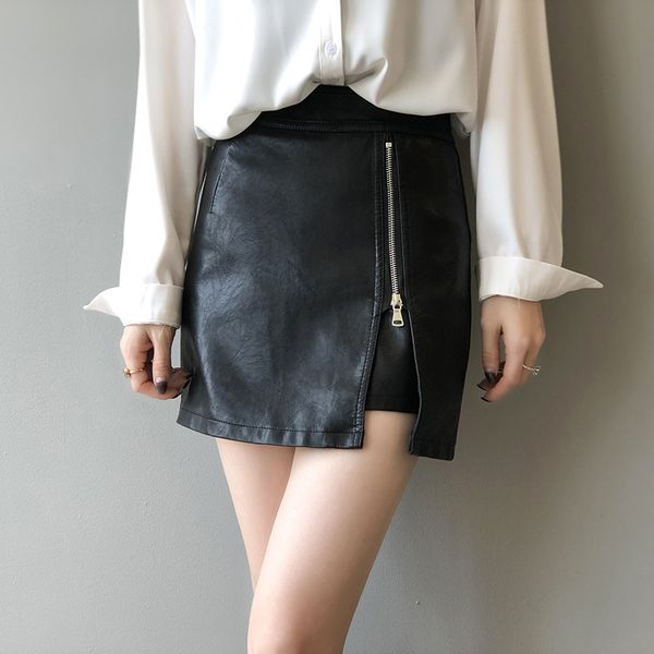 

skirts leather from women's plutonium 2021 autumn korean, Black