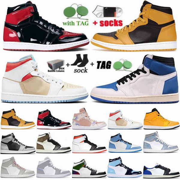 

fastshpping mens basketball shoes 1 1s sneakers university blue pollen dark mocha white hyper royal wolf grey teal chicago womens trainers