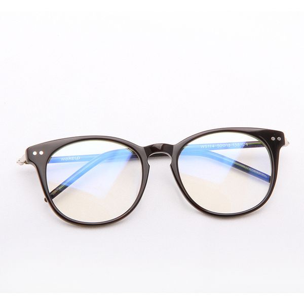 

plate round men's women's myopia frame w5114 radiation and anti blue light glasses, White;black