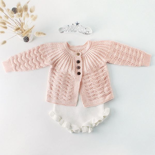 

clothing sets 0-2yrs baby girl outfits clothes set born knit coat + rompers suit spring autumn infant girls, White