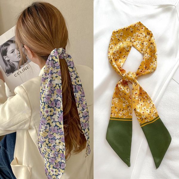 

hair accessories bands for women long scarf silk neck tie skinny ribbon bandana female bag wrist hairband 2021 popural belt girl