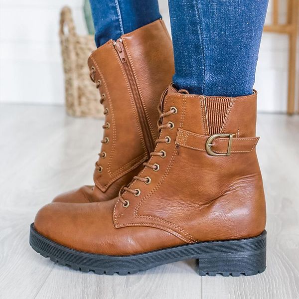 

boots women ankle gladiator mid heels shoes woman autumn warm lace up matin shoe chaussures femme zapatos mujer sapato d2216, Black