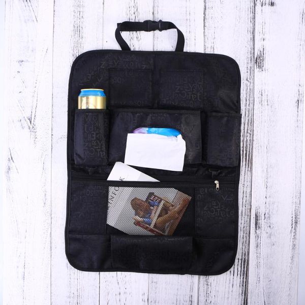 

car organizer oxford cloth multi-pocket back seat storage cover bag (black)