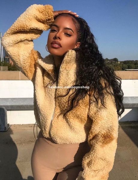 

women's sweaters winter women lambswool coat stand neck long sleeve jacket zipper cardigan wool crop clothing, White;black