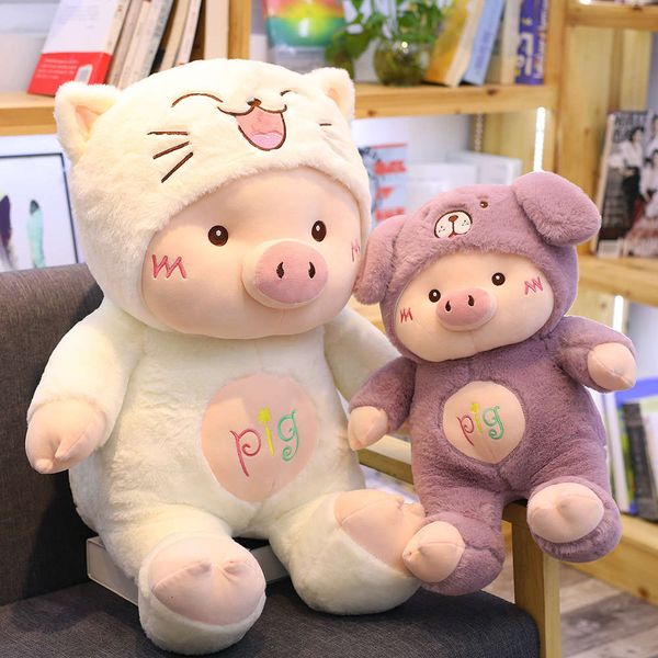 

cute transformation pig plush toy pig doll bed sleeping pillow children girls gift, Blue