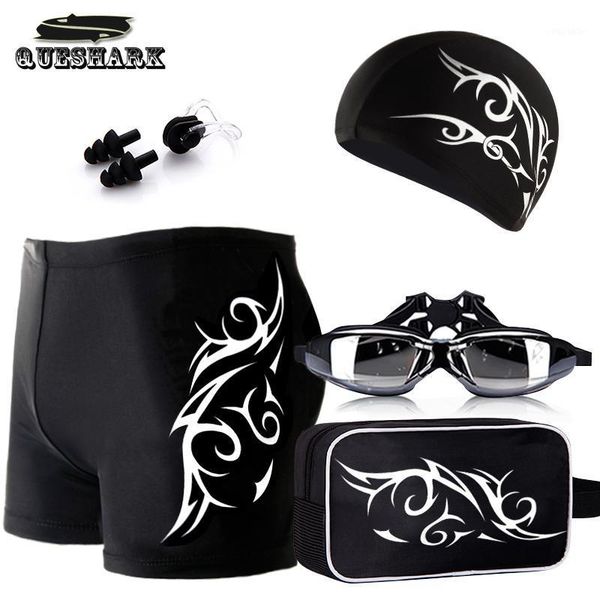 

swimwear 6pcs/set swim men shorts trunks/swimming glasses goggles/swim caps/bag/ear plug/nose pad beachwear diving swimsuit set1