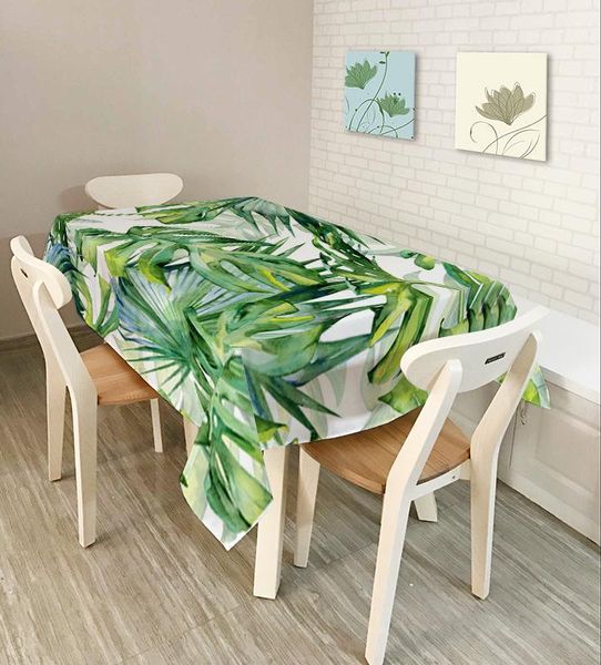 

waterproof europe style green leaf-dining table fabric tablecloth living room restaurant el multi-purpose support chair covers