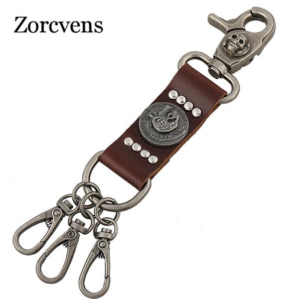 

keychains modyle punk love genuine leather skull keychain for men personalized luxury car couples skeleton key chains, Silver