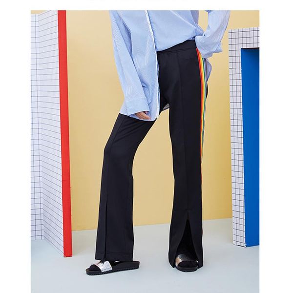 

women's pants & capris sugarhigh autumn and winter wide-leg high waist ladies street trousers fashion split shpt5321, Black;white