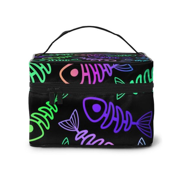 

cosmetic bags & cases women makeup bag toiletries organizer travel storage neon fish skeletons