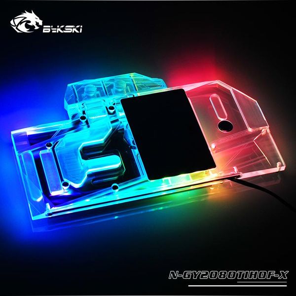 

bykski water block use for galax geforce rtx 2080ti hof / full cover copper radiator rgb light support aura sync fans & coolings