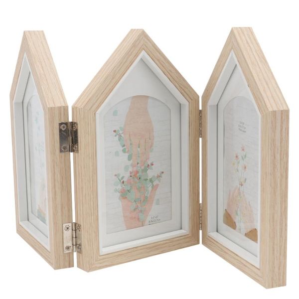 

1pc tri-fold picture frame table po 5 inches holder (wood) frames