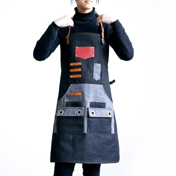 

aprons apron custom logo printing female painting barista chinese restaurant milk tea shop japanese style manicure work clothes cowboy